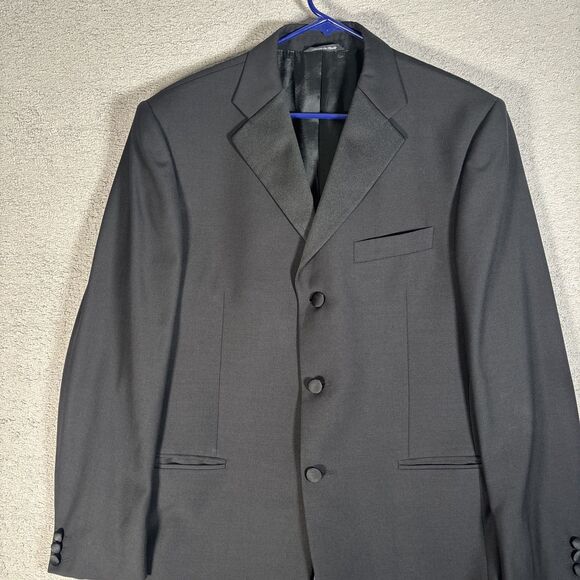 Zanieri Zignone Super 100 Wool Tuxedo 2‎ Piece Men’s Size 42R/30W Black Wedding - Picture 3 of 16